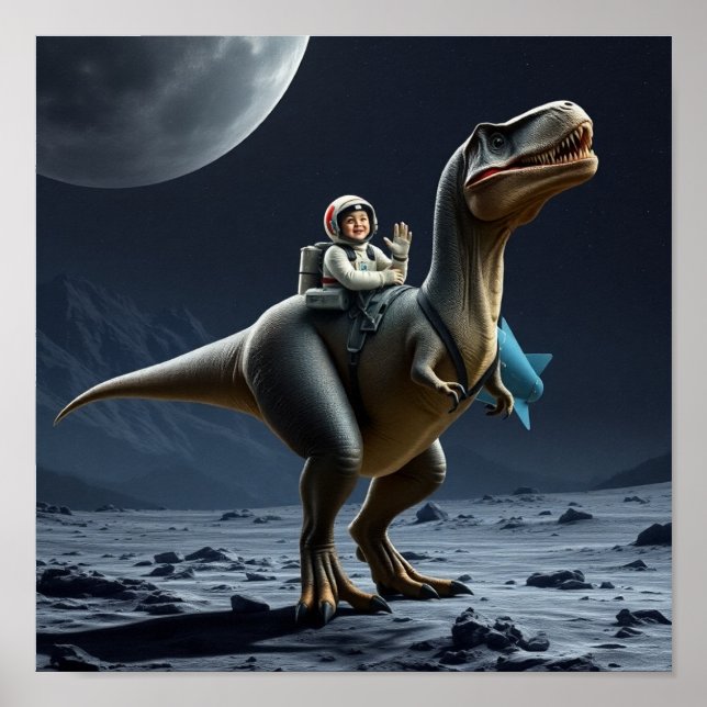 T-Rex auf dem Mond Poster (Vorne)