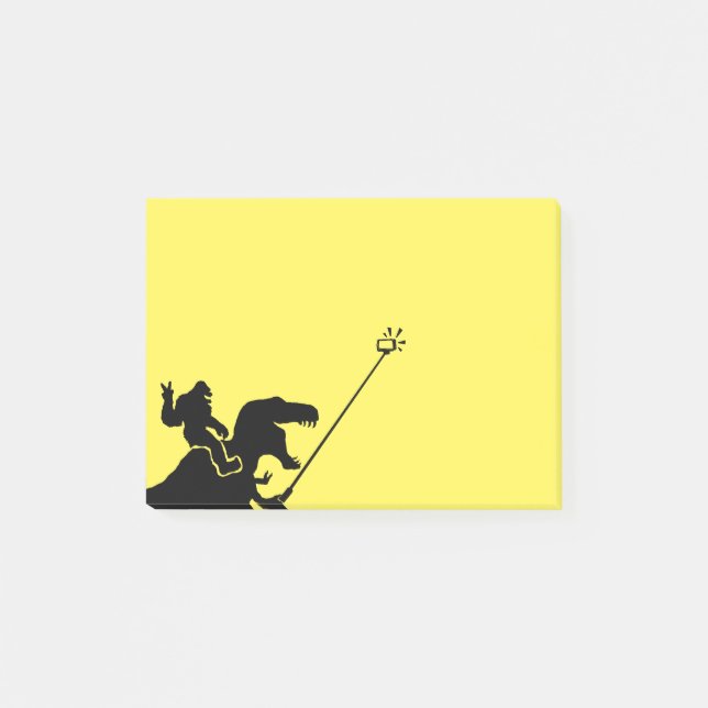 T-rex & bigfoot selfie post-it klebezettel (Vorderseite)