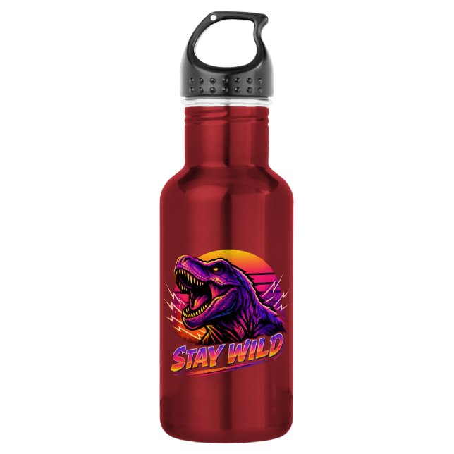 T-Rex Bleib Wild Edelstahlflasche (Vorderseite)