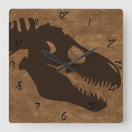 T-rex Bones Browns Quadratische Wanduhr