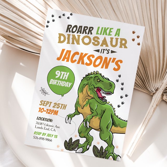 T-Rex Boy Dinosaur Einladung zum Geburtstag (T-Rex Dinosaur Invitation Mockup)