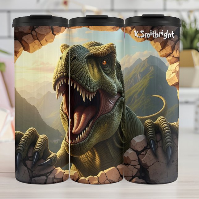 T-Rex bricht Felsmassiv - Gebirgsdonner Thermosbecher (Von Creator hochgeladen)