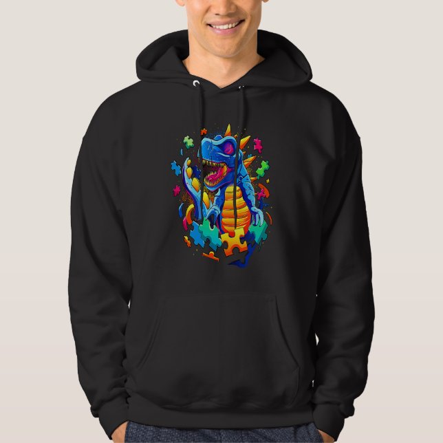 T Rex Children's Dinosaur Puzzle Game Hoodie (Vorderseite)
