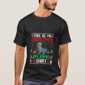 T Rex Christmas Xmas Pajama Shirt Weihnachtsmannmü