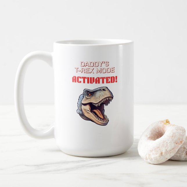 T-Rex Dad-Modus aktiviert Dinosaurier Meme  Kaffeetasse (Mit Donut)