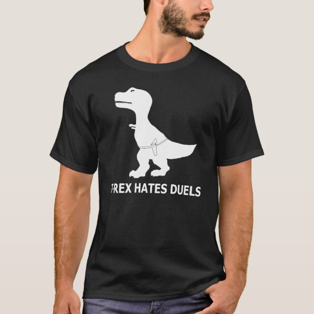 T-Rex déteste le T-shirt d'obscurité de duels (Devant)