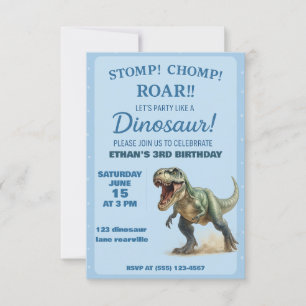 T-Rex Dino Invitation de fête d'anniversaire pour 