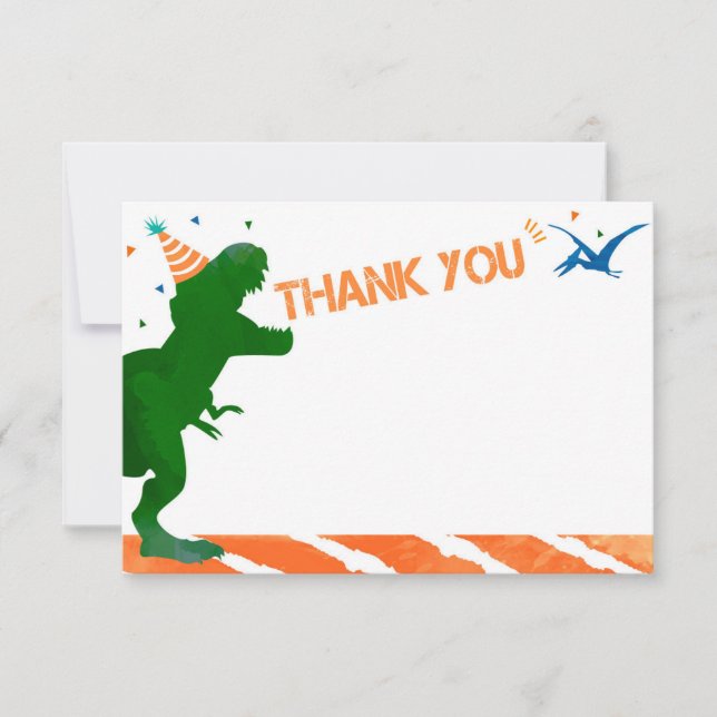 T Rex Dinosaur Anniversaire Merci Cartes de notes (Devant)