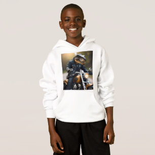 T-Rex Dinosaur Bikie En Moto,