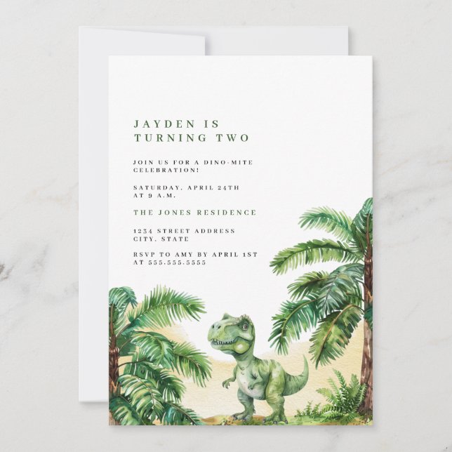 T-Rex Dinosaur Birthday Einladung (Vorderseite)