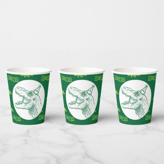 T-Rex Dinosaur Birthday Pappbecher (Multi)