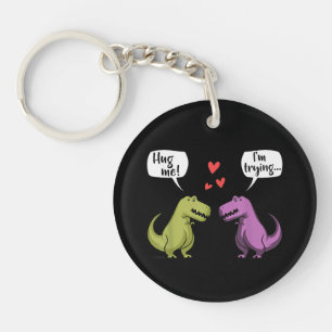 T-Rex Dinosaur Couple Hug Me Valentinstag Funny Schlüsselanhänger
