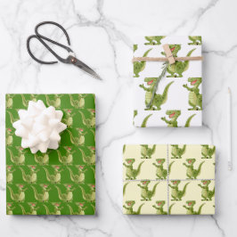 T-Rex Dinosaur Design Wrapping Paper Sheets Geschenkpapier Set