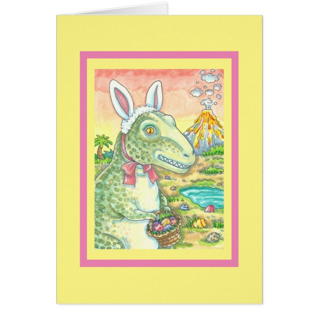 T-REX DINOSAUR EASTER BUNNY GREETING CARD Verse (Vorne)