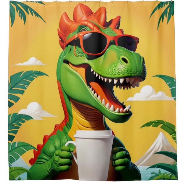 T-Rex Dinosaur Funny Duschvorhang (Vorderseite)