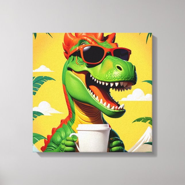 T-Rex Dinosaur Funny Leinwanddruck (Vorderseite)