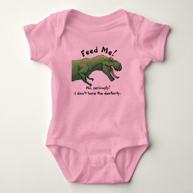 T-Rex Dinosaur Fütterte mir Baby Outfit 1 Stück Strampler (Vorderseite)