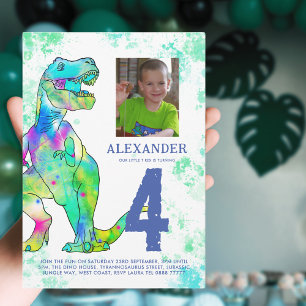 T-Rex Dinosaur Geburtstagsfeier Budget Einladungspostkarte