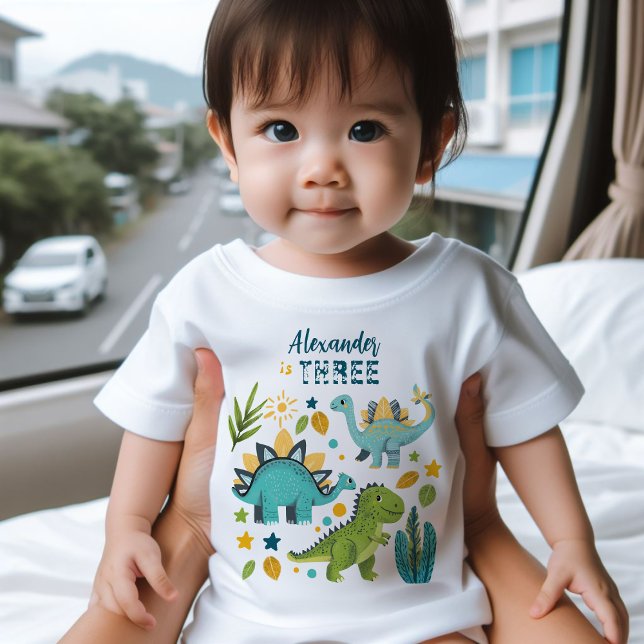 T rex Dinosaur Geburtstagsparty Baby T-shirt (Von Creator hochgeladen)