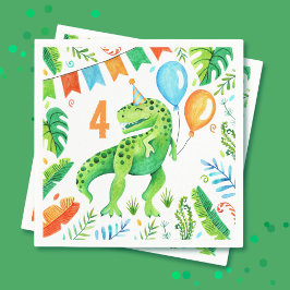 T rex Dinosaur Geburtstagsparty Watercolor Serviette