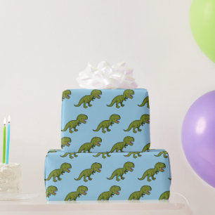 T-Rex Dinosaur Green Blue Seamless Muster Geschenkpapier