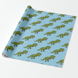 T-Rex Dinosaur Green Blue Seamless Muster Geschenkpapier