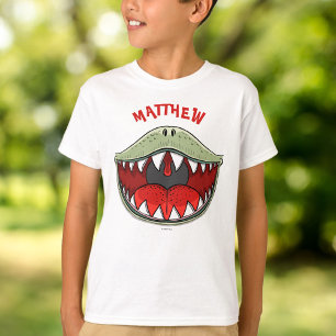 T-Rex Dinosaur Grün Mund Kinder Name T-Shirt