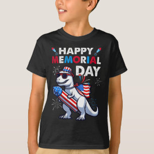 T Rex Dinosaur Happy Memorial Day 4. Juli Amer T-Shirt