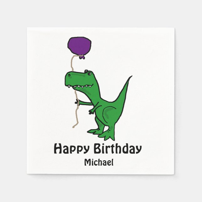 T-rex Dinosaur Holding Ballon Papier Napkins Serviette (Vorderseite)