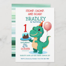 T Rex Dinosaur Invitation de fête d'anniversaire
