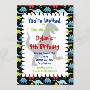 T Rex Dinosaur Invitations de fête d'anniversaire