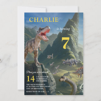 T-Rex Dinosaur Island Invitation d'anniversaire po