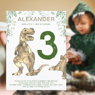 T-Rex Dinosaur Jungle 3. Geburtstag Party Budget Einladungspostkarte