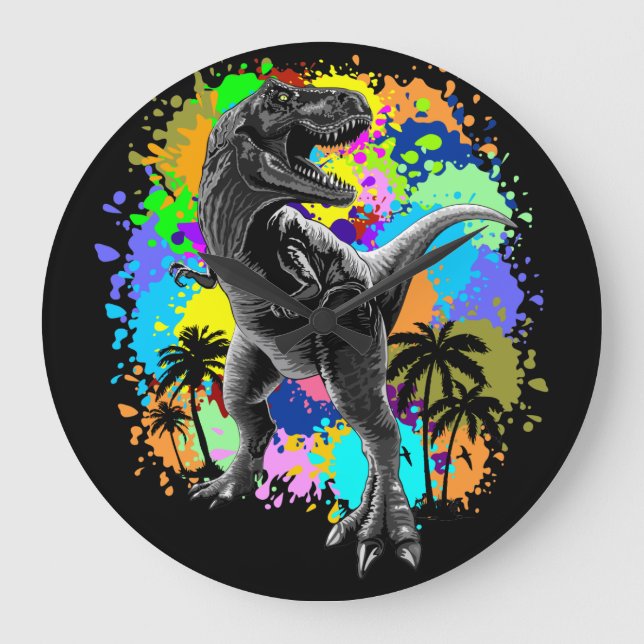 T-Rex Dinosaur Jurassic Reptile Acrylic Wall Clock Große Wanduhr (Vorderseite)