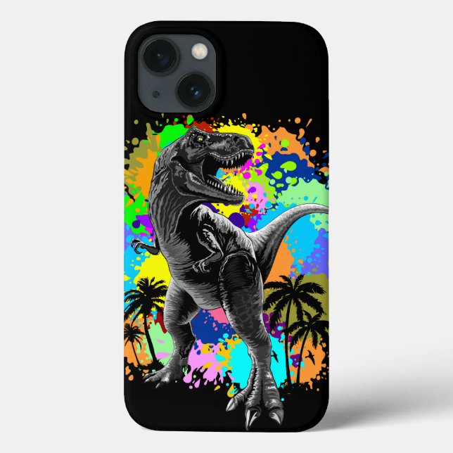 T-Rex Dinosaur Jurassic Reptile auf Paint Stains Case-Mate iPhone Hülle (Rückseite)