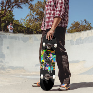 T-Rex Dinosaur Jurassic Reptile auf Paint Stains Skateboard