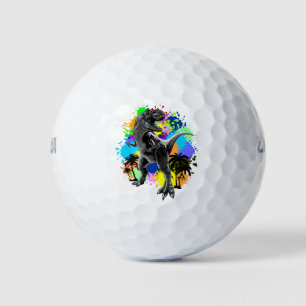 T-Rex Dinosaur Jurassic Reptile auf Surreal Rainbo Golfball