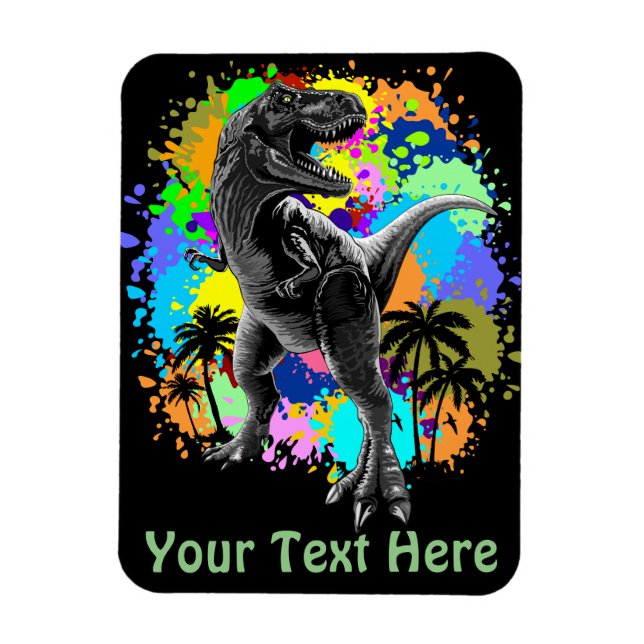 T-Rex Dinosaur Jurassic Reptile auf Surreal Rainbo Magnet (Vertikal)