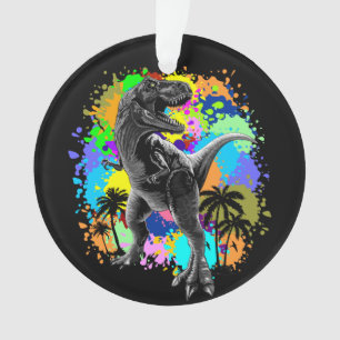 T-Rex Dinosaur Jurassic Reptile on Paint Stains