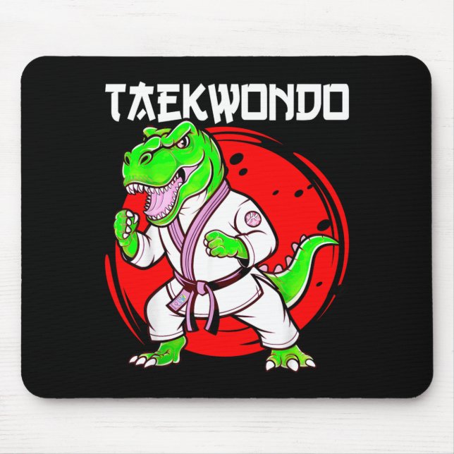T-Rex-Dinosaur-Kämpfer-Taekwondo Mousepad (Vorne)