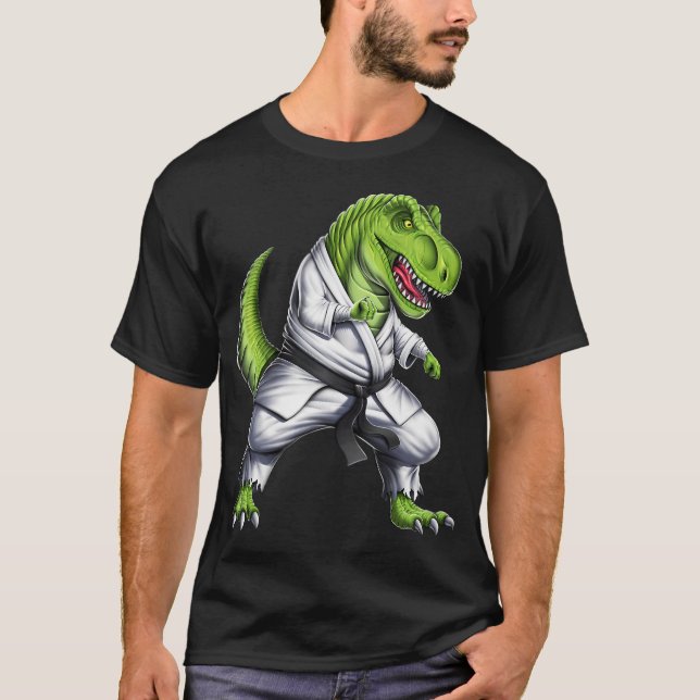 T-Rex Dinosaur Karate Kämpfer T-Shirt (Vorderseite)