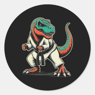 T-rex Dinosaur Karate Taekwondo Kampfkunst Runder Aufkleber