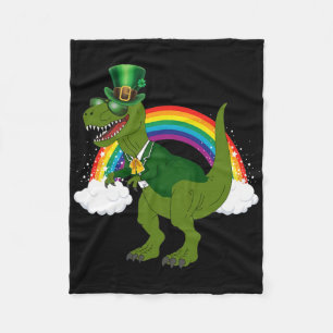 T-Rex Dinosaur Kobold Regenbogen St. Patrick's Day Fleecedecke