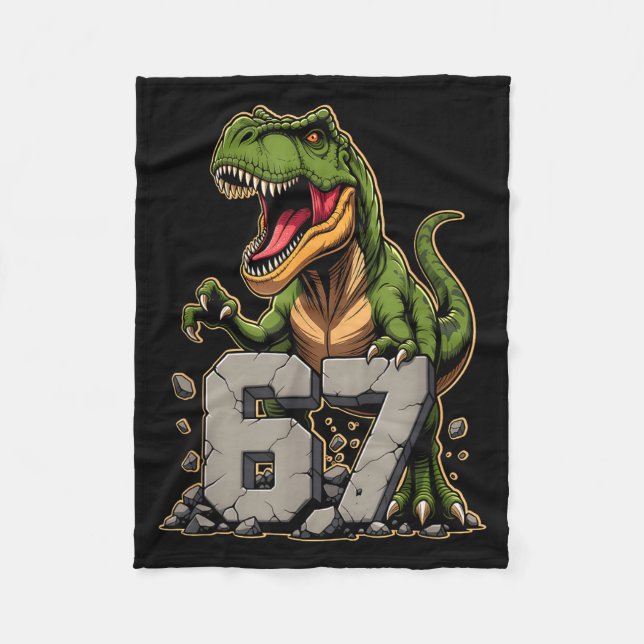 T-Rex Dinosaur lustig sechs sieben Meme Cool Tyran Fleecedecke (Vorderseite)