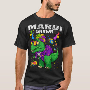 T-Rex Dinosaur Mardi Gras Bead Costume Mardi Grawr T-Shirt