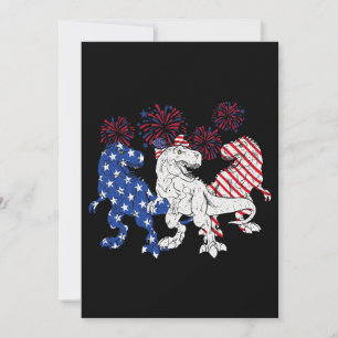 T Rex Dinosaur Niedliche US-Flagge 4. Juli Ausstat Einladung