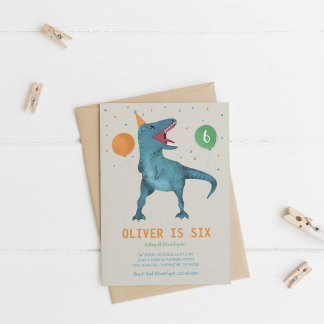 T-Rex Dinosaur Party Animal Birthday Party Einladung