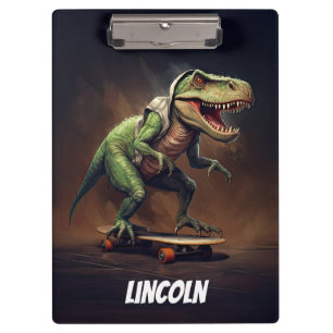T-Rex Dinosaur Reiten auf Skateboard Klemmbrett