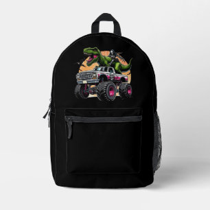T Rex Dinosaur Reiten Monster Truck Bedruckter Rucksack