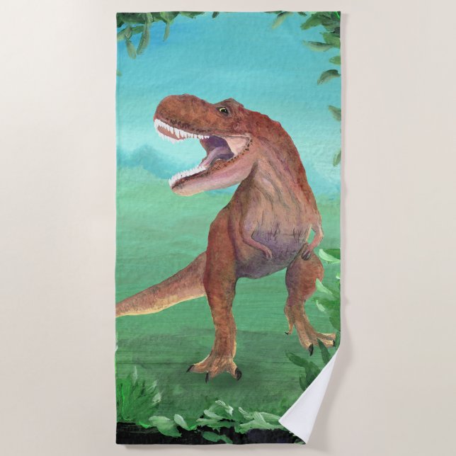 T-Rex Dinosaur Roars Strandtuch (Vorderseite)